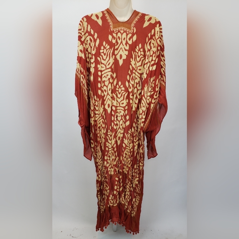Ruggine damask kimono with pom pom trim - NEW - Picture 6 of 10